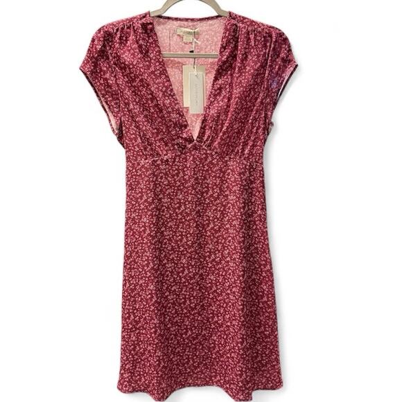 Outerknown Floral Mini Dress Size XS Purple Wine NWT Sustainable Surf Brand - Picture 2 of 7
